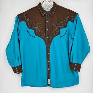 Vintage Panhandle Slim Shirt Mens XXL Embroidered Western Smile Pockets USA